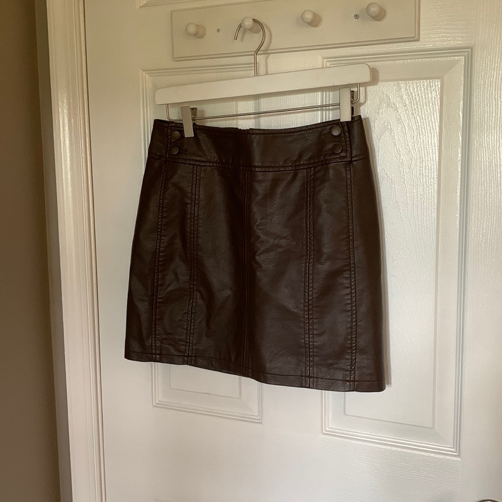 Free people brown leather skirt